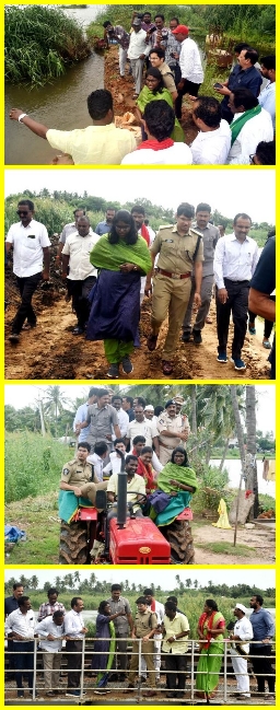 ఉప్పుటేరును పరిశీలించిన జిల్లా కలెక్టర్, జిల్లా ఎస్పీ —  కొల్లేరు లోతట్టు ప్రాంతాల పరిశీలన