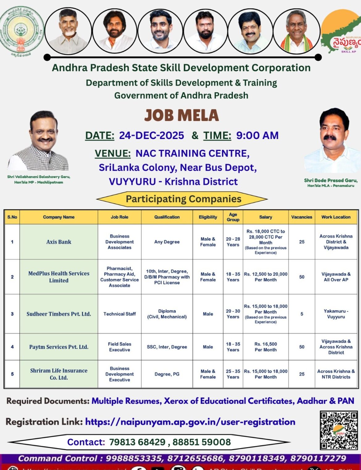 The Desk…Machilipatnam : ఈనెల 24న ఉయ్యూరు బస్టాండ్ సమీపంలోని “NAC ట్రైనింగ్ సెంటర్” నందు జాబ్ మేళా..